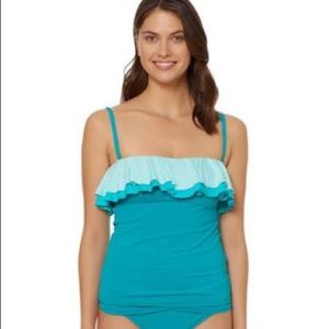 Double Ruffle Tankini Top in Summer Teal🦋🦋